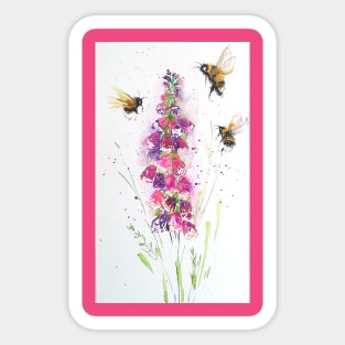 Bumble bees and Foxglove Sticker